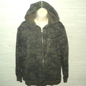 George Hoodie Men's Sz Large (42-44) Camouflage Olive Green-Gray Full Front Zip